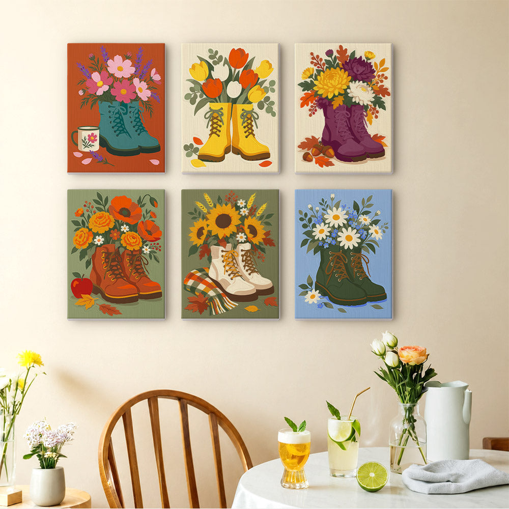 Flower Filled Boots mini paint by numbers – image 14