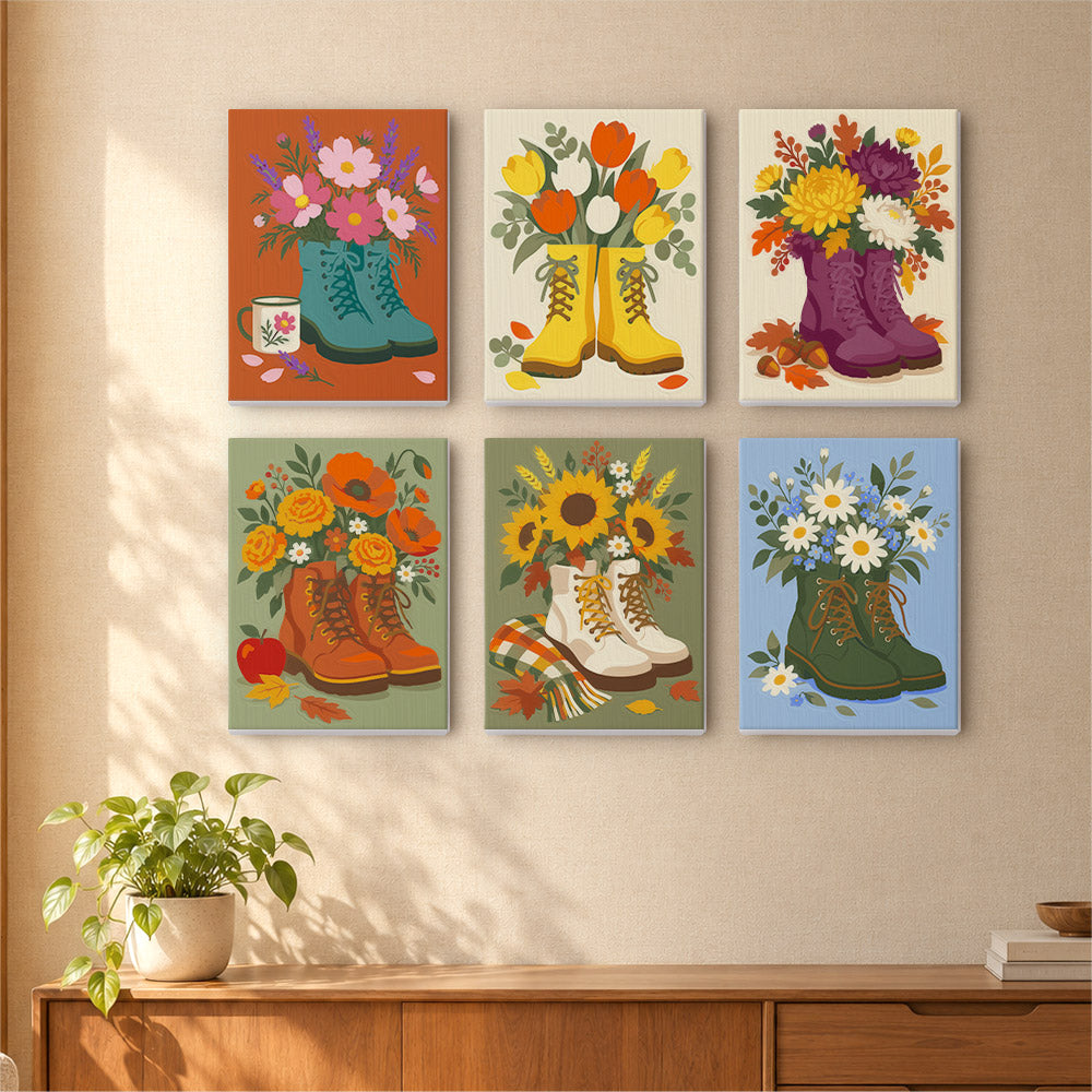 Flower Filled Boots mini paint by numbers – image 16