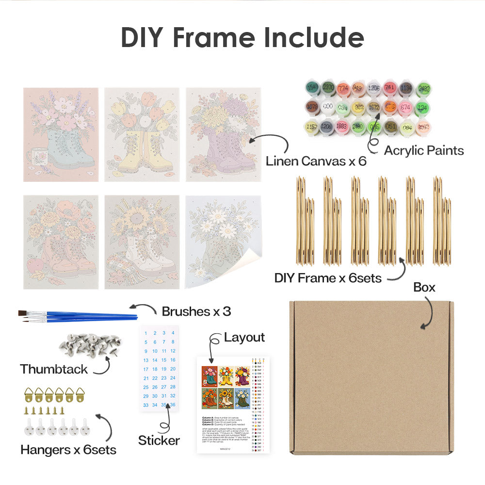 Flower Filled Boots mini paint by numbers – image 18
