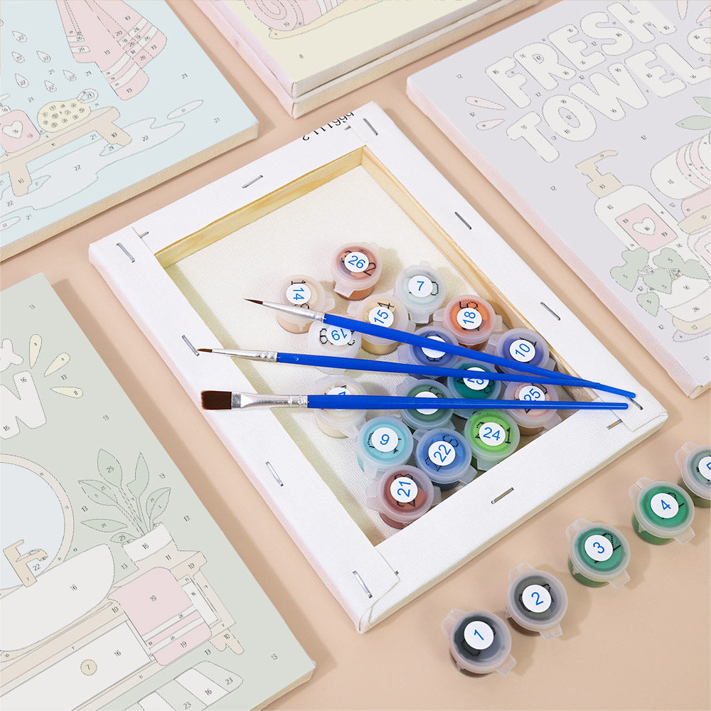 Pastel Bathroom Routine Posters mini paint by numbers – image 2