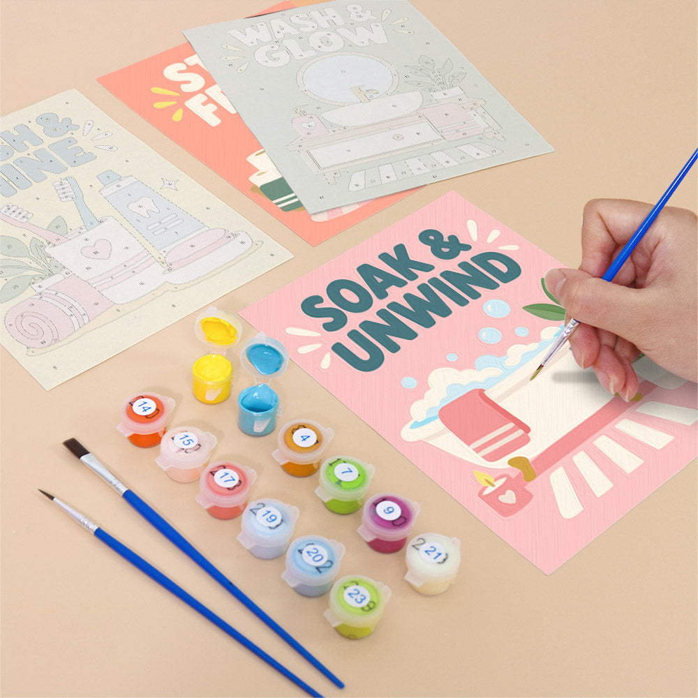 Pastel Bathroom Routine Posters mini paint by numbers – image 12
