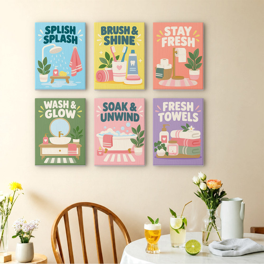 Pastel Bathroom Routine Posters mini paint by numbers – image 14