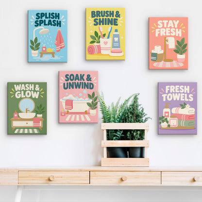 Pastel Bathroom Routine Posters mini paint by numbers – image 15