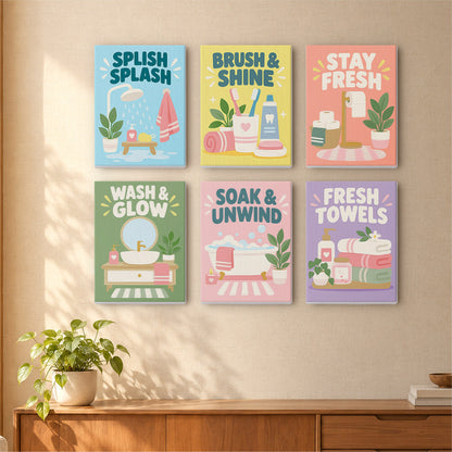 Pastel Bathroom Routine Posters mini paint by numbers – image 16