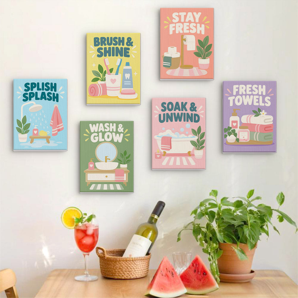 Pastel Bathroom Routine Posters mini paint by numbers – image 17