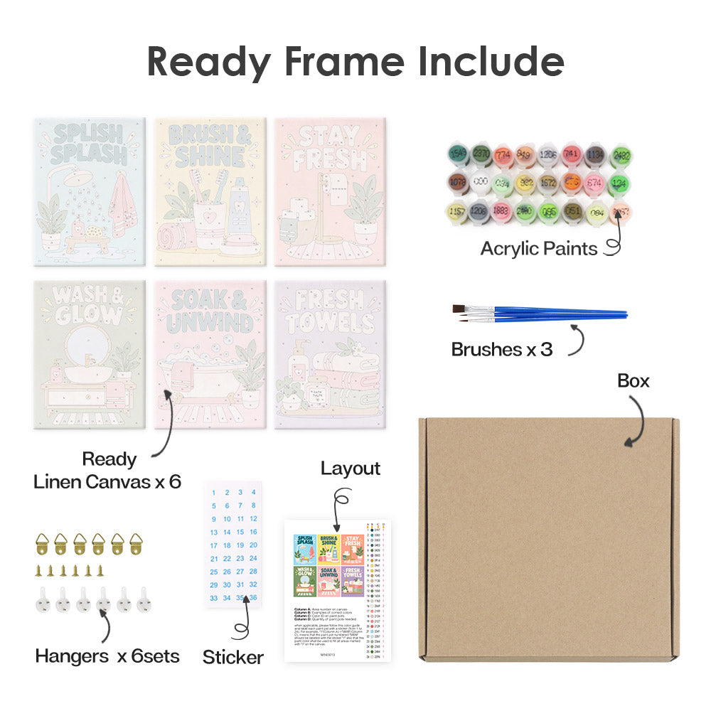 Pastel Bathroom Routine Posters mini paint by numbers – image 20