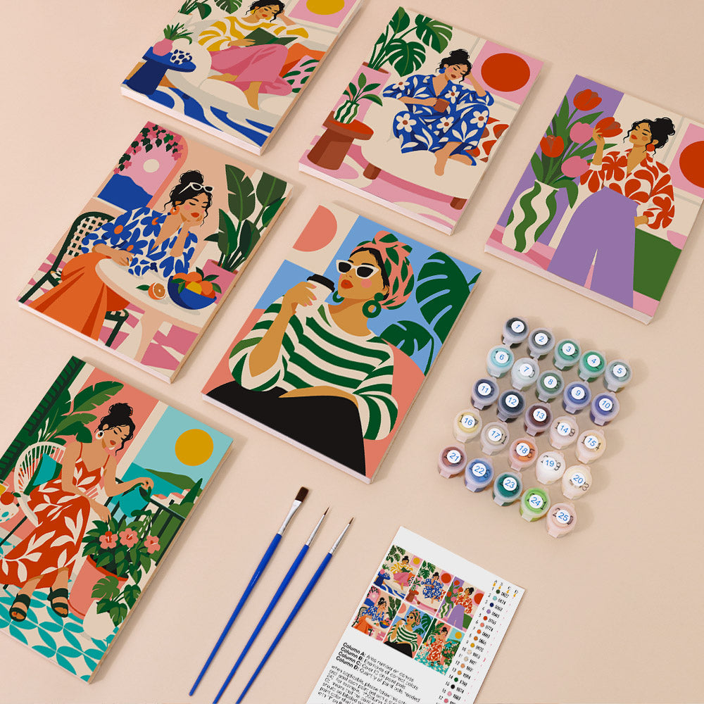 Modern Women at Leisure mini paint by numbers – image 1