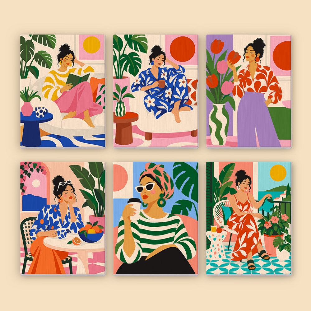 Modern Women at Leisure mini paint by numbers – image 8