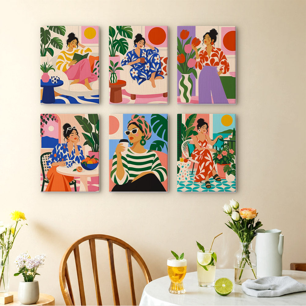 Modern Women at Leisure mini paint by numbers – image 14