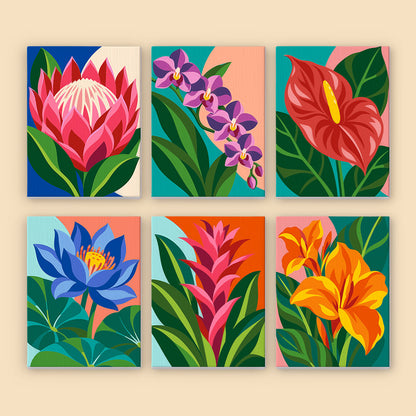 Protea, Orchid and Anthurium mini paint by numbers – image 8