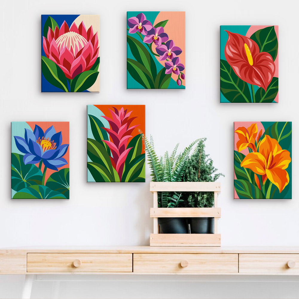 Protea, Orchid and Anthurium mini paint by numbers – image 15