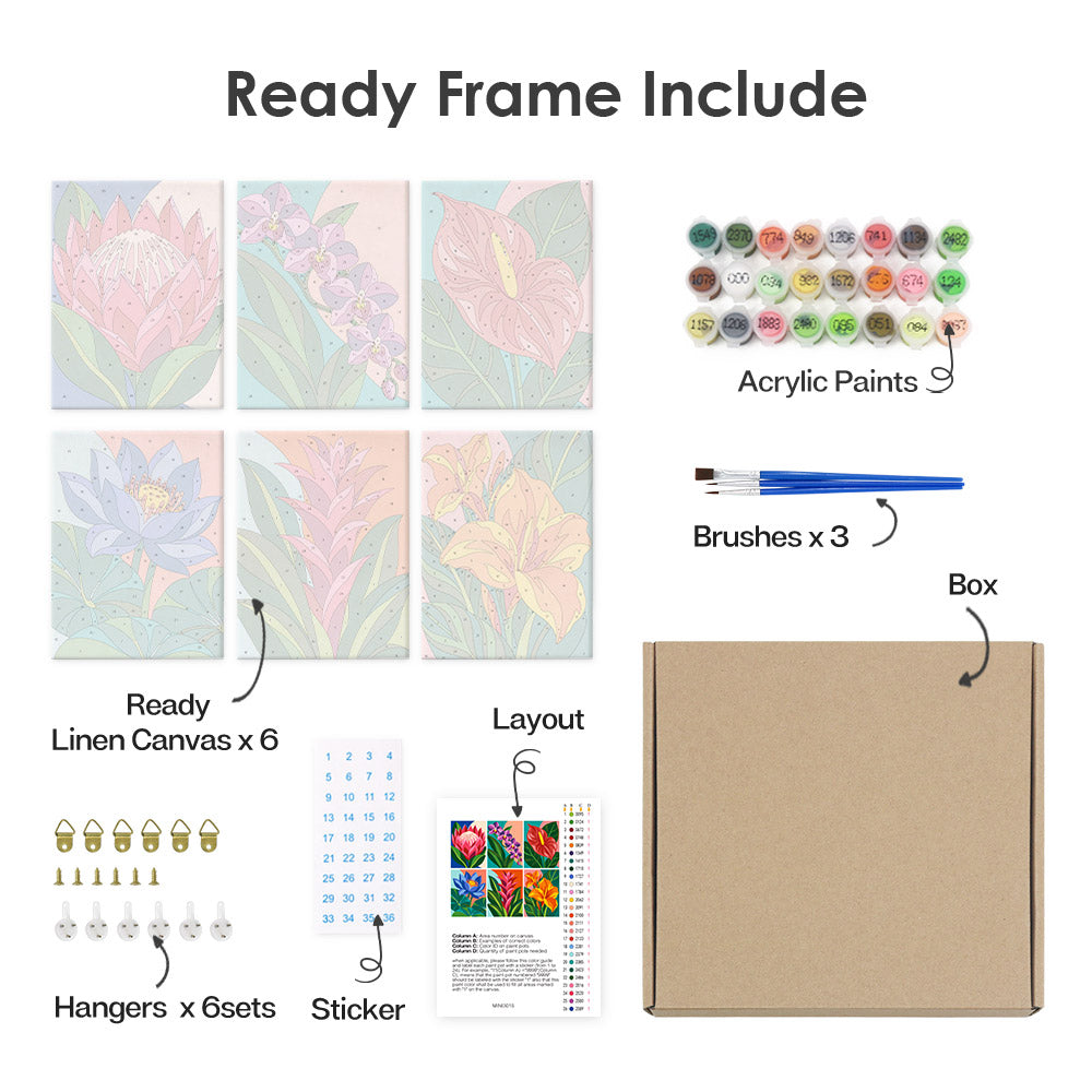 Protea, Orchid and Anthurium mini paint by numbers – image 20