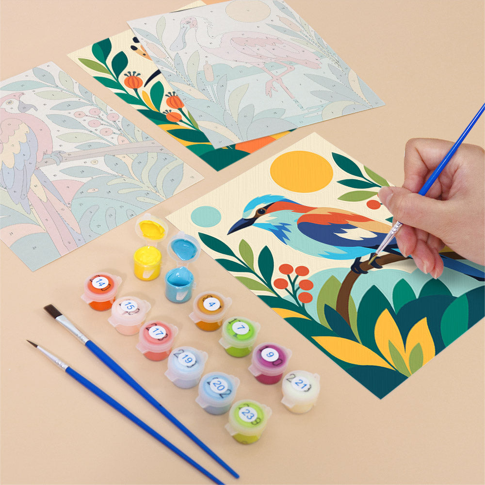 Hoopoe, Macaw and Spoonbill mini paint by numbers – image 12