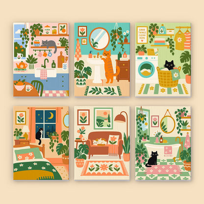 Cats in Plant-Filled Rooms mini paint by numbers – image 8