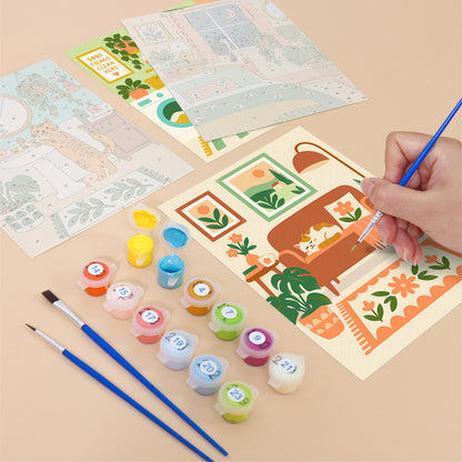 Cats in Plant-Filled Rooms mini paint by numbers – image 12
