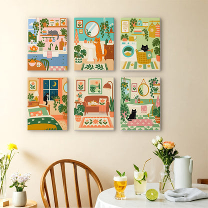 Cats in Plant-Filled Rooms mini paint by numbers – image 14