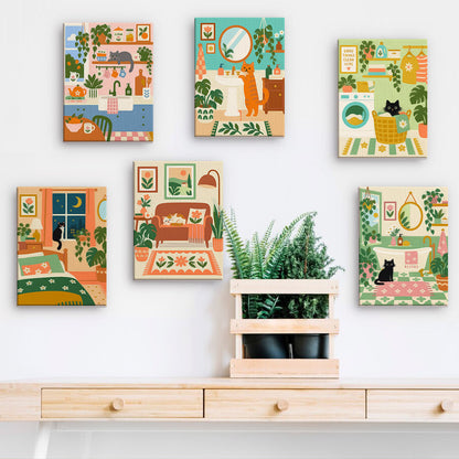 Cats in Plant-Filled Rooms mini paint by numbers – image 15