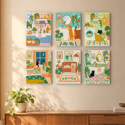 Cats in Plant-Filled Rooms mini paint by numbers – image 16