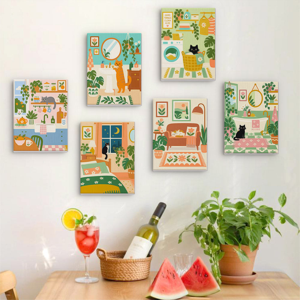 Cats in Plant-Filled Rooms mini paint by numbers – image 17
