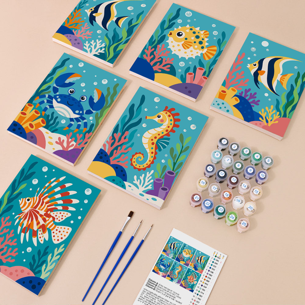 Playful Coral Reef Creatures mini paint by numbers – image 1