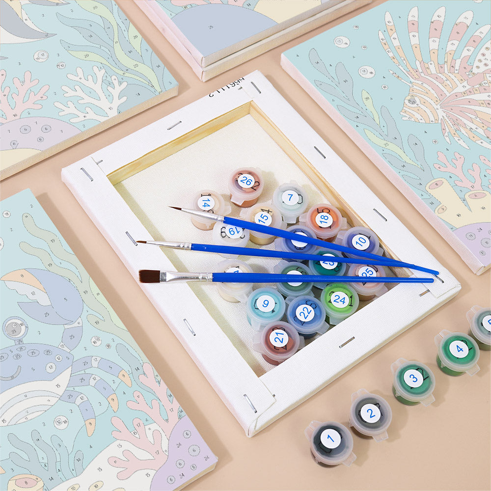 Playful Coral Reef Creatures mini paint by numbers – image 2