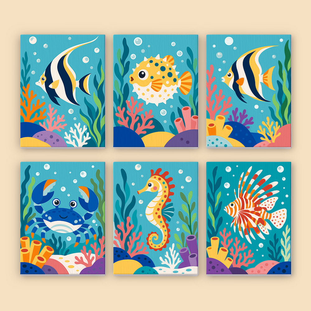 Playful Coral Reef Creatures mini paint by numbers – image 8