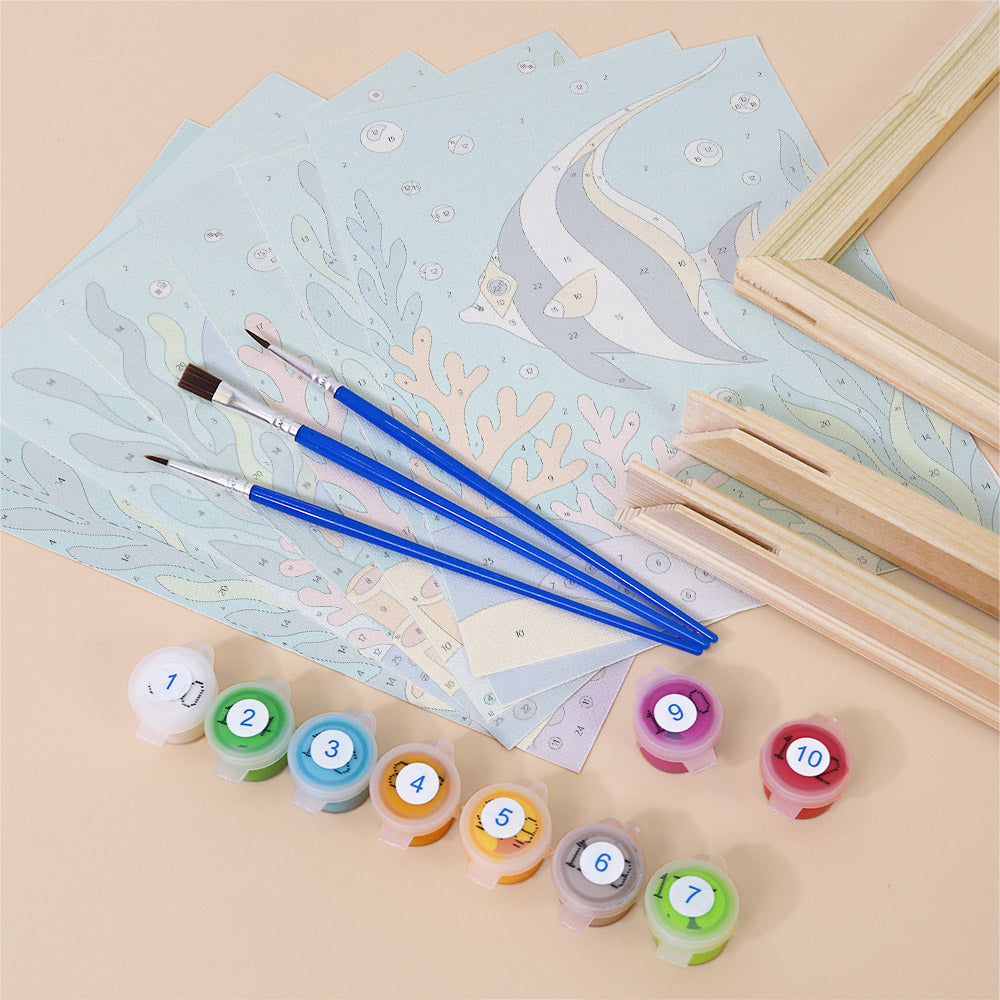 Playful Coral Reef Creatures mini paint by numbers – image 11