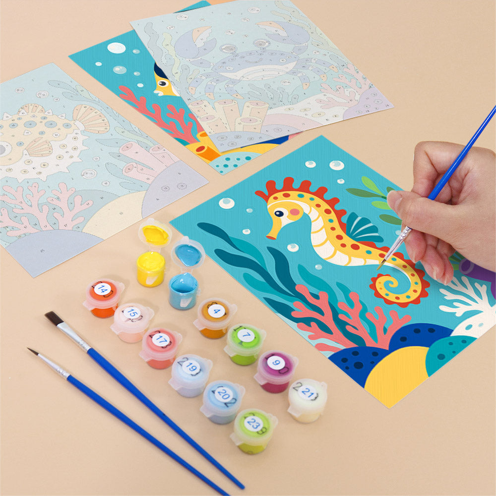 Playful Coral Reef Creatures mini paint by numbers – image 12