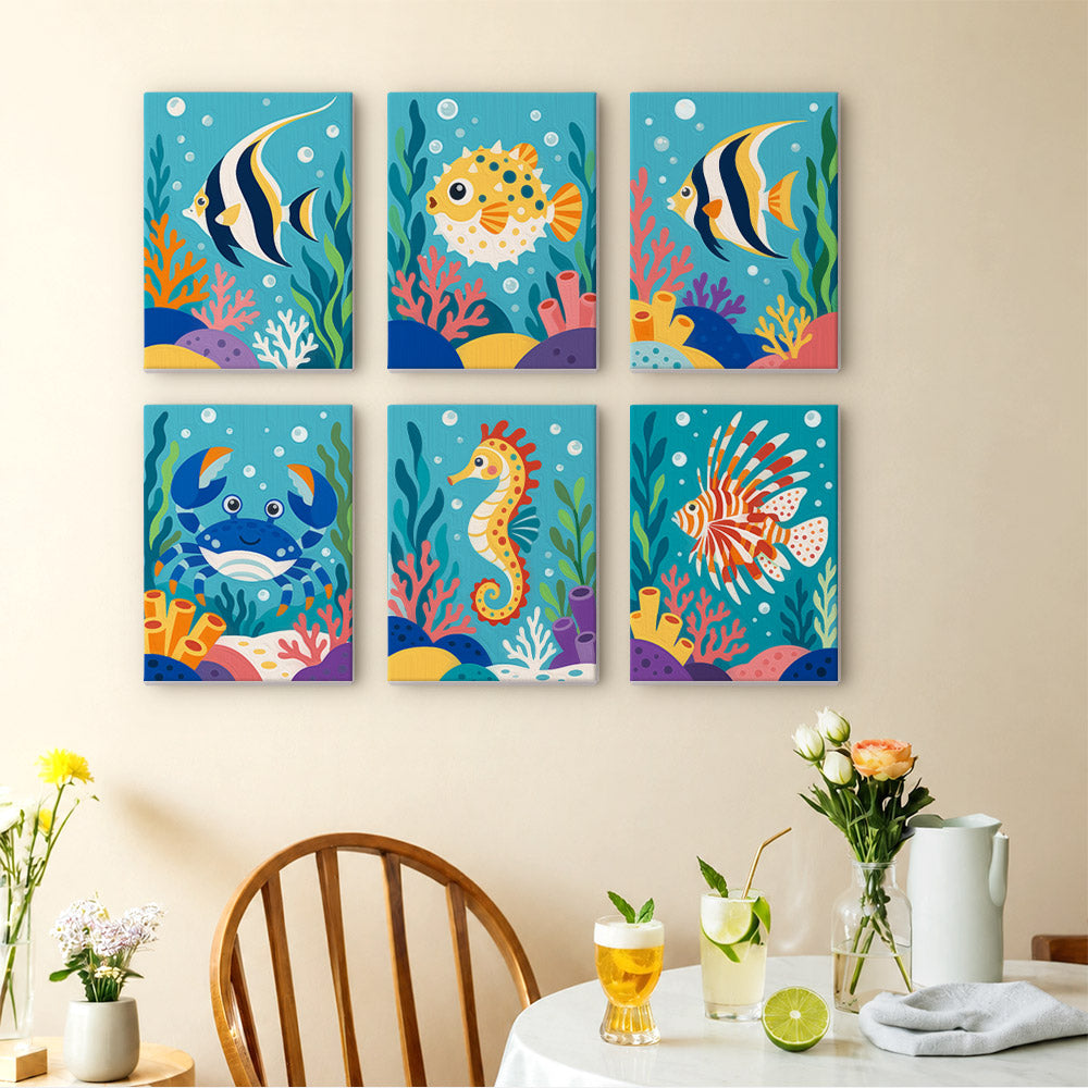 Playful Coral Reef Creatures mini paint by numbers – image 14