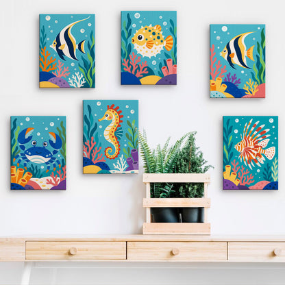 Playful Coral Reef Creatures mini paint by numbers – image 15