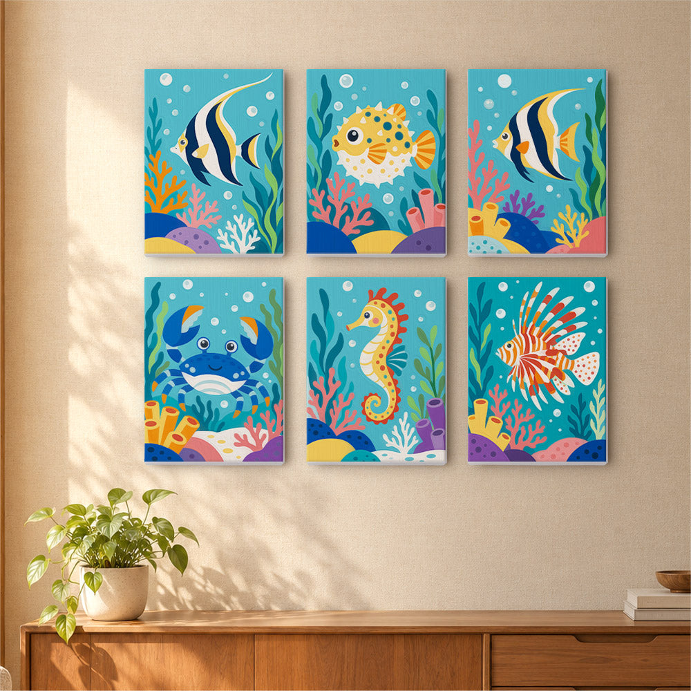 Playful Coral Reef Creatures mini paint by numbers – image 16