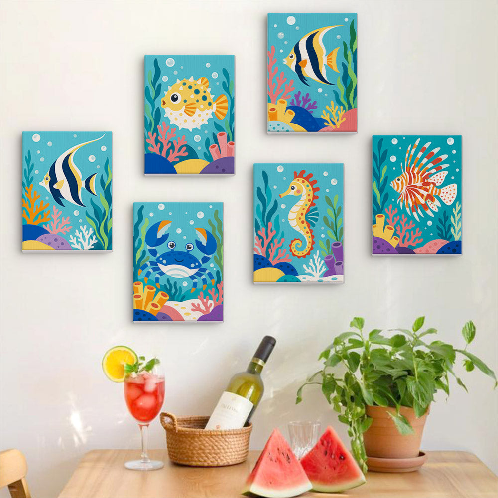 Playful Coral Reef Creatures mini paint by numbers – image 17