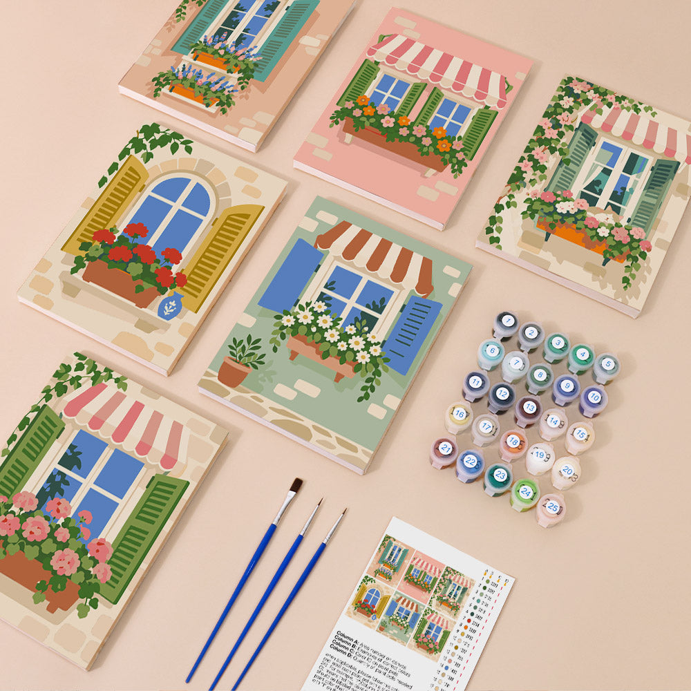Flower Filled European Windows mini paint by numbers – image 1