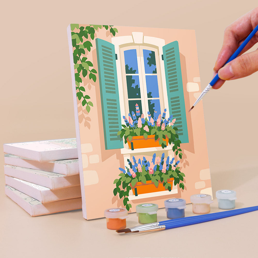 Flower Filled European Windows mini paint by numbers – image 3