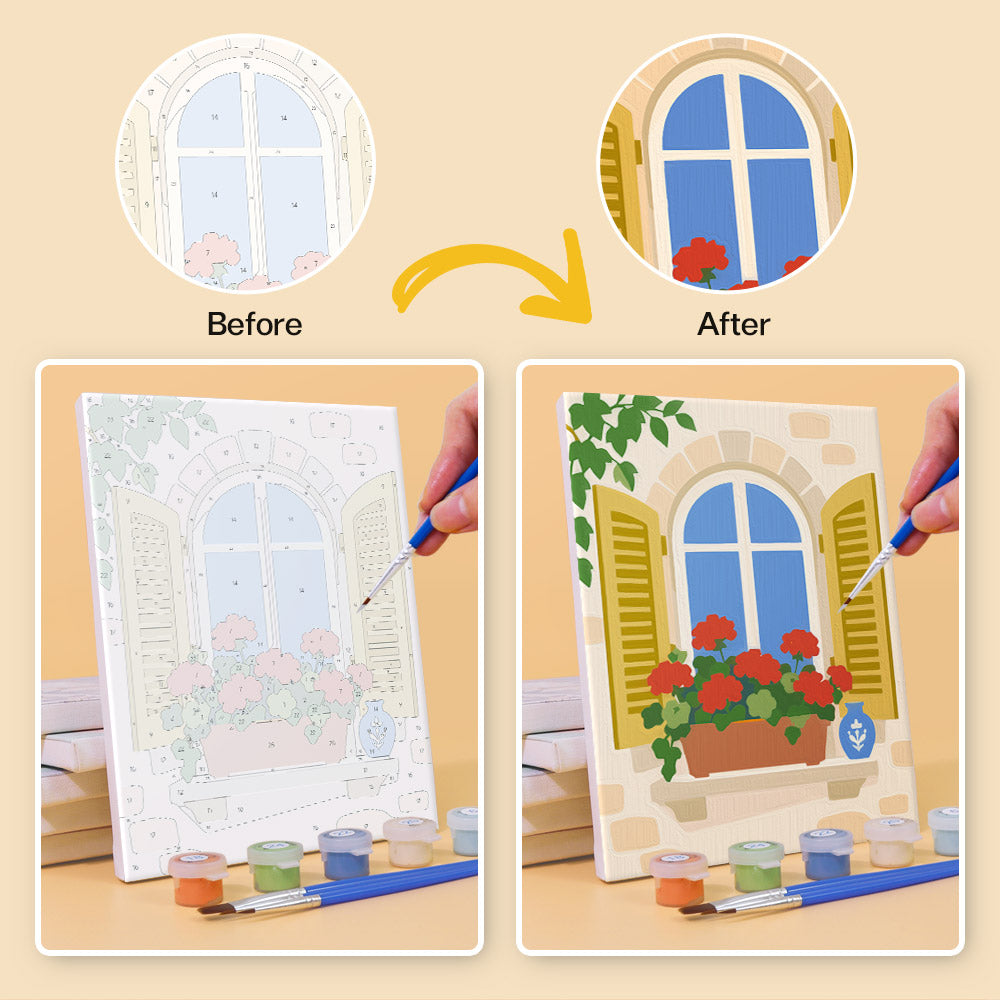 Flower Filled European Windows mini paint by numbers – image 10