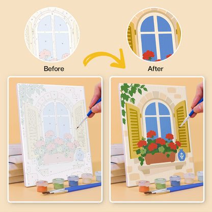 Flower Filled European Windows mini paint by numbers – image 10