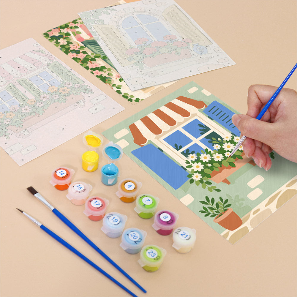 Flower Filled European Windows mini paint by numbers – image 12