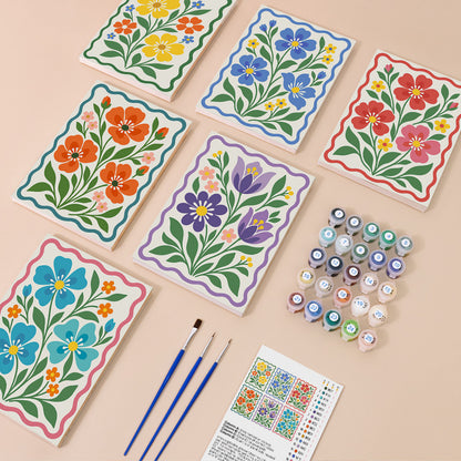 Scalloped Folk Floral mini paint by numbers – image 1