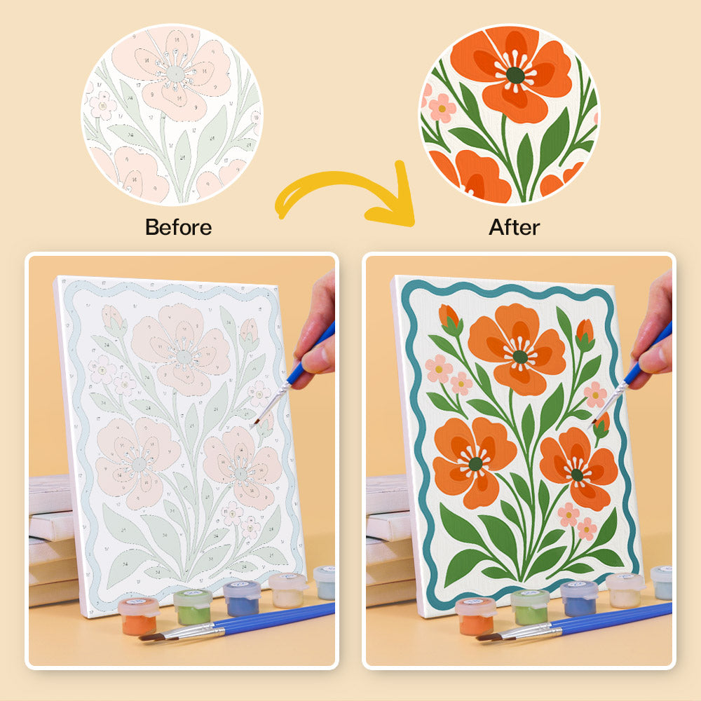 Scalloped Folk Floral mini paint by numbers – image 10