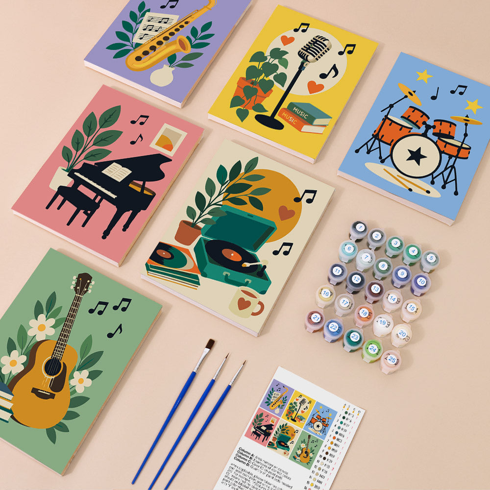 Cheerful Music Instruments mini paint by numbers – image 1