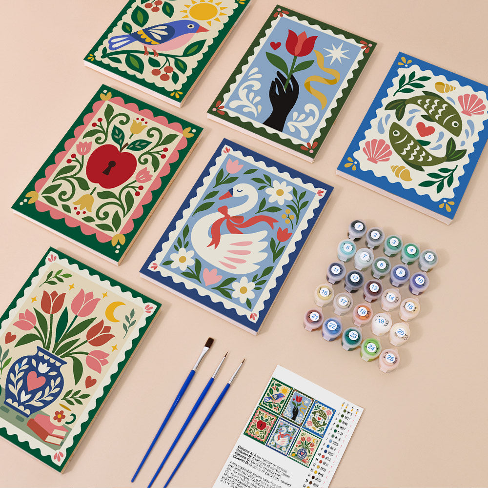 Bluebird, Swan and Twin Fish mini paint by numbers – image 1