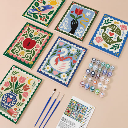 Bluebird, Swan and Twin Fish mini paint by numbers – image 1