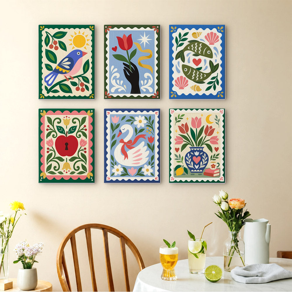Bluebird, Swan and Twin Fish mini paint by numbers – image 14