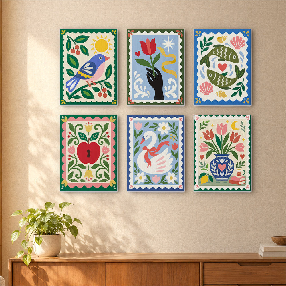 Bluebird, Swan and Twin Fish mini paint by numbers – image 16