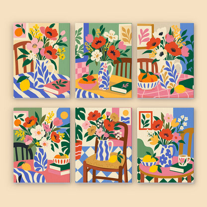 Poppies on Patterned Tables mini paint by numbers – image 8