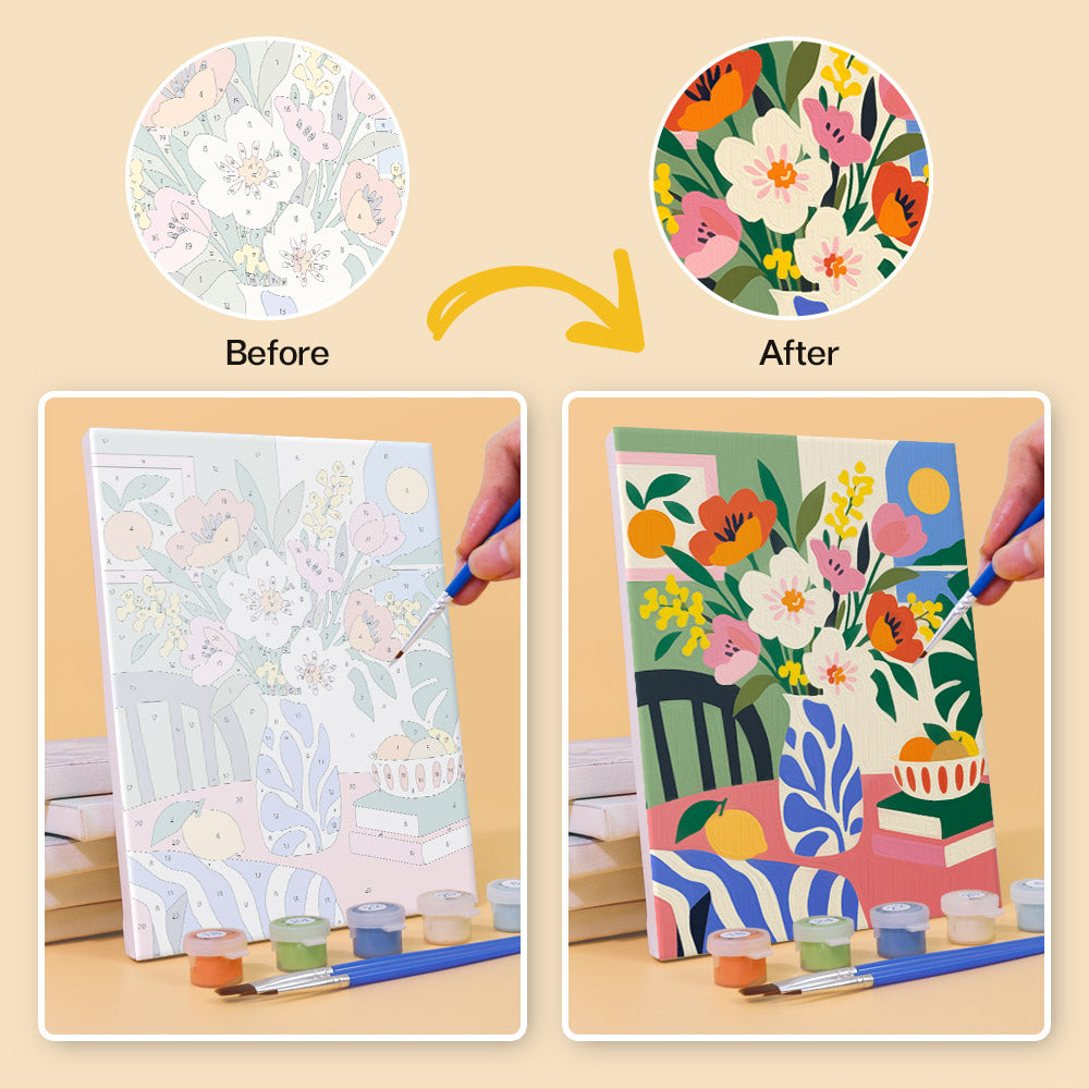 Poppies on Patterned Tables mini paint by numbers – image 10