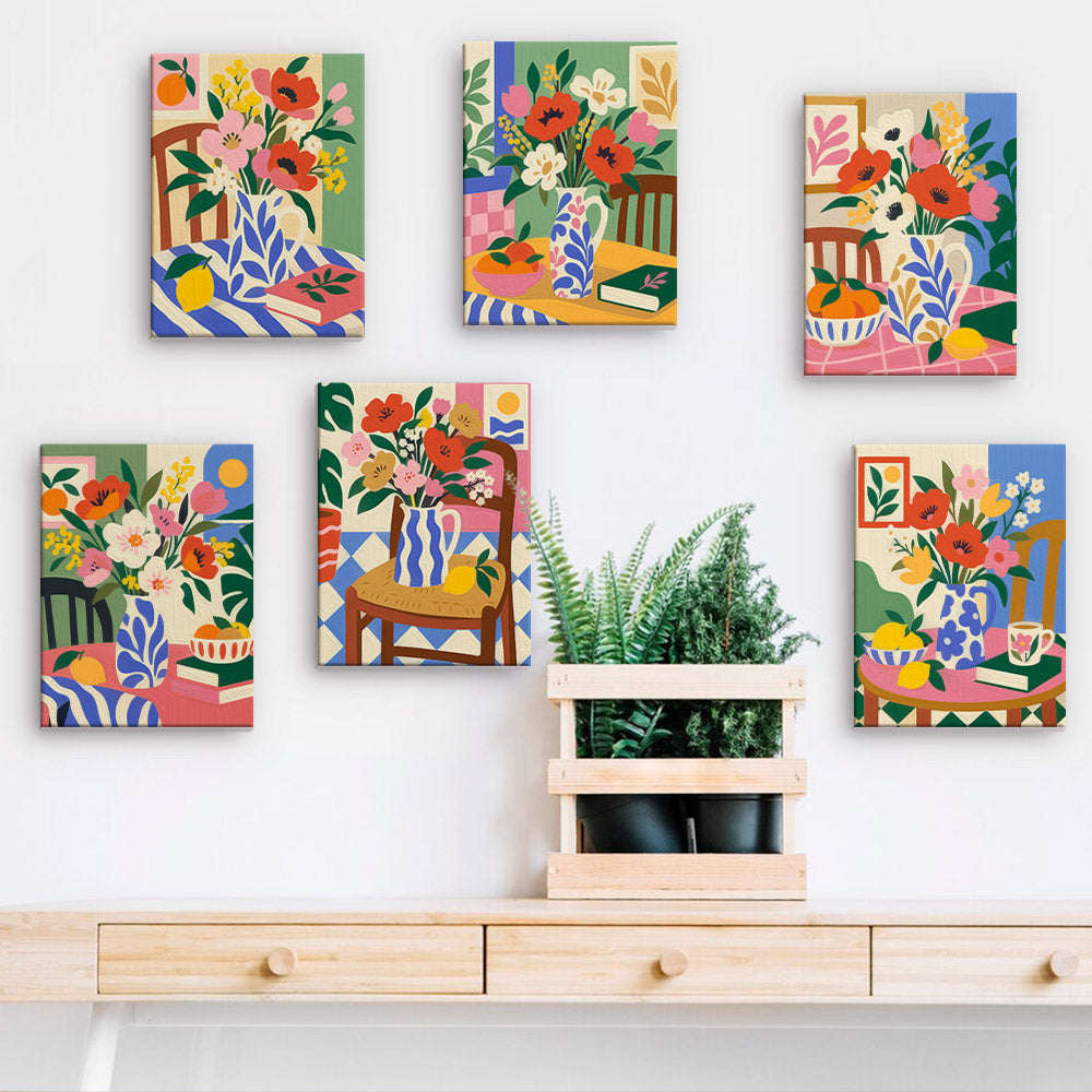 Poppies on Patterned Tables mini paint by numbers – image 15