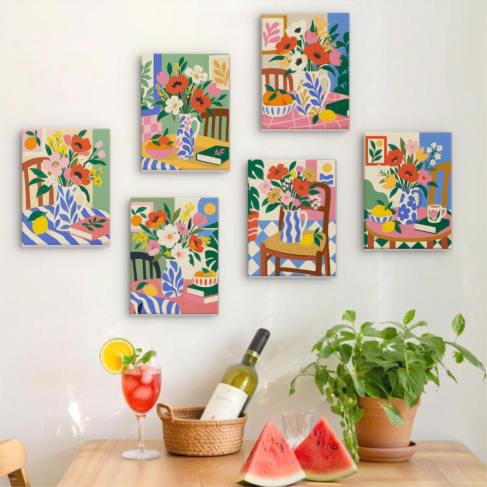 Poppies on Patterned Tables mini paint by numbers – image 17
