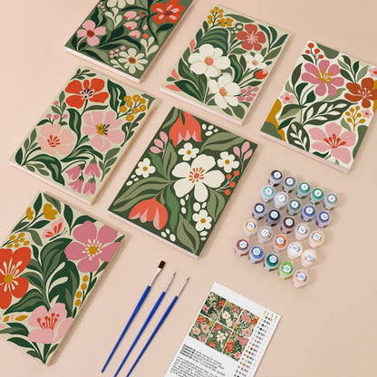 Dense Blooms on Forest Green mini paint by numbers – image 1