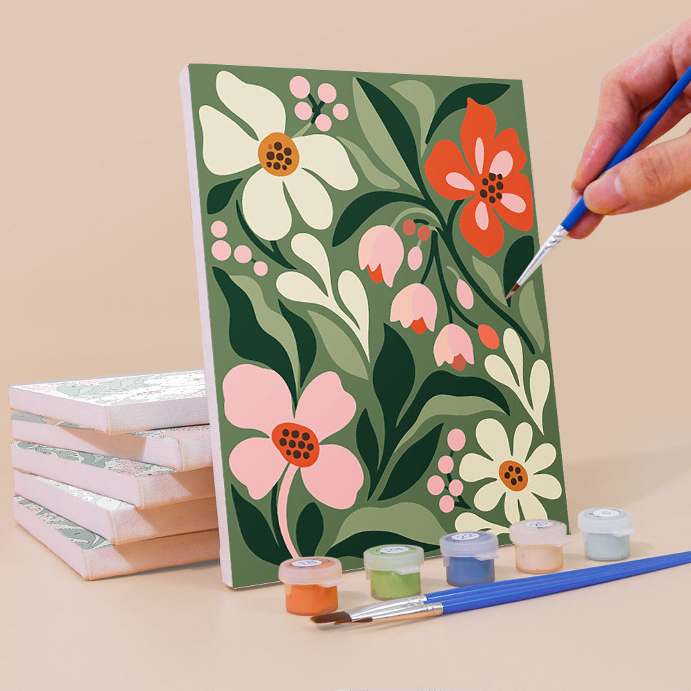 Dense Blooms on Forest Green mini paint by numbers – image 3